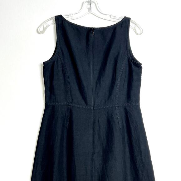 Sigrid Olsen Sleeveless Embroidered Silk Linen A Line Dress Black White Womens 4 - Picture 6 of 12